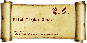 Mihályka Oros névjegykártya